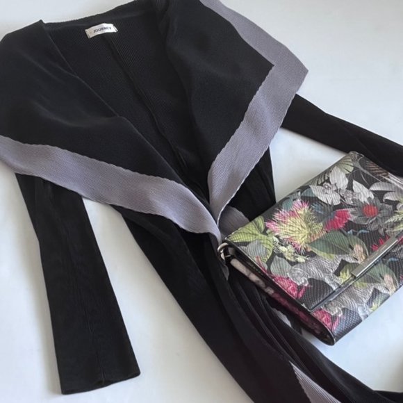 Journey Jackets & Blazers - Journey Black Pleated Long Sleeve Jacket with Gray Trim OS NWT